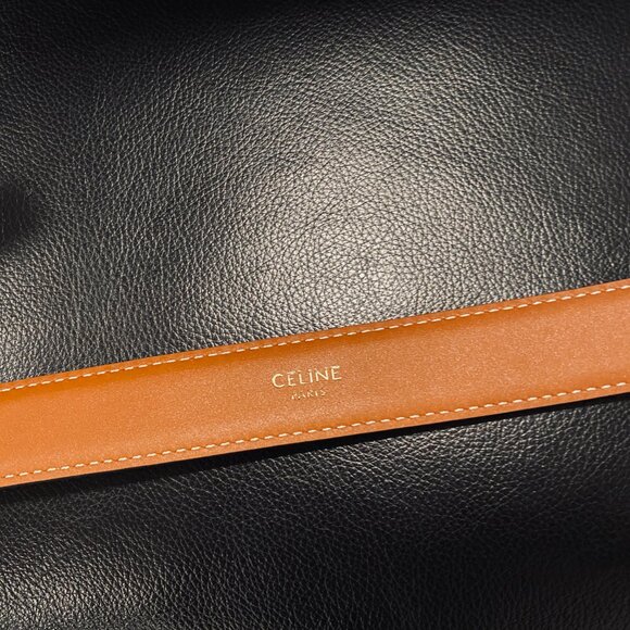 Celine Triomphe Brown Belt with Gold Buckle - Picture 4 of 6